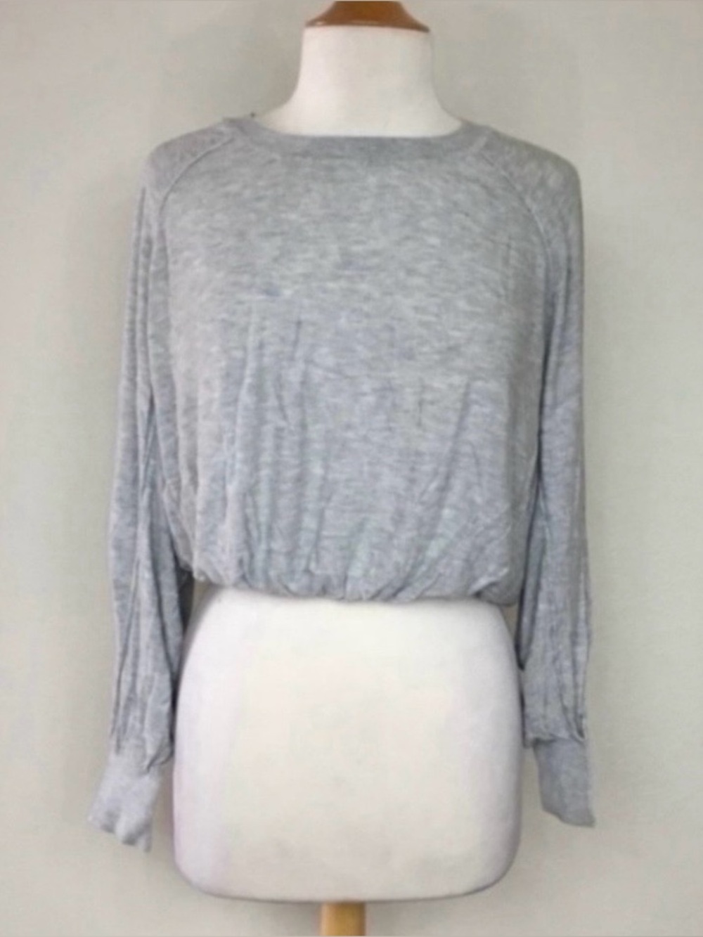 Free People Womens Grey Soft Lightweight Cotton Batwing Crop Sweater XS Coastal